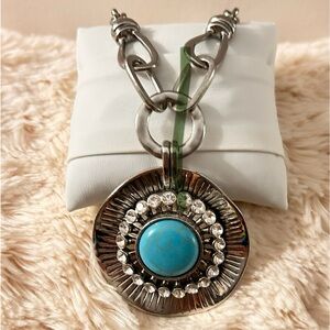 Silver Necklace with Turquoise Pendant